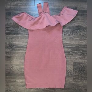 WOW Couture💗Bodycon Off Shoulder Bandage Dress Mauve/Rose LARGE
